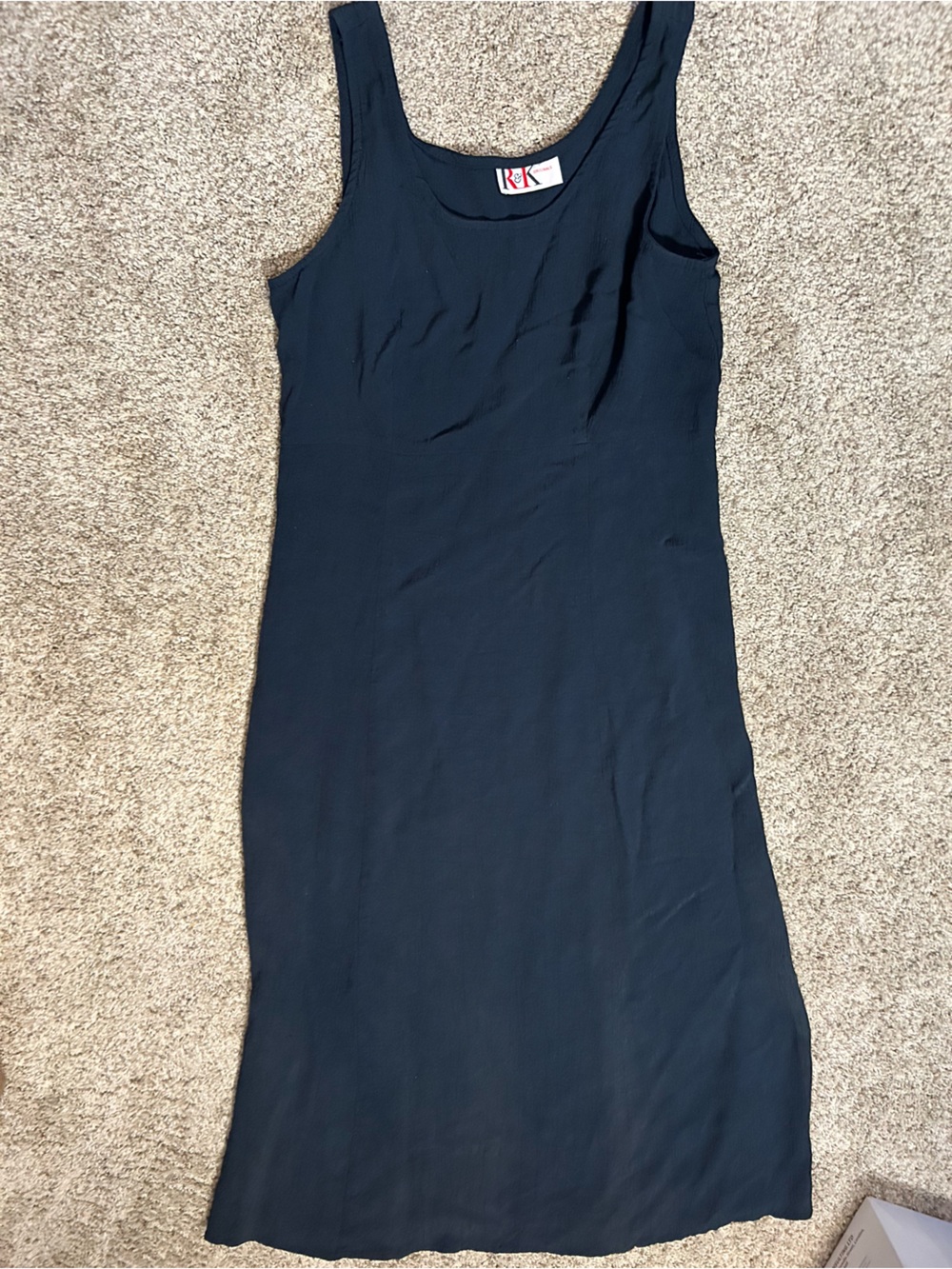 Vintage 1990s R&K Originals Sleeveless Crinkle Maxi Dress - Black